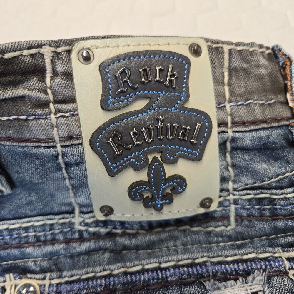 Rock Revival TYME Mens Jeans Straight Leg Size 29 Distressed Thick Stitch MMA - Picture 8 of 12